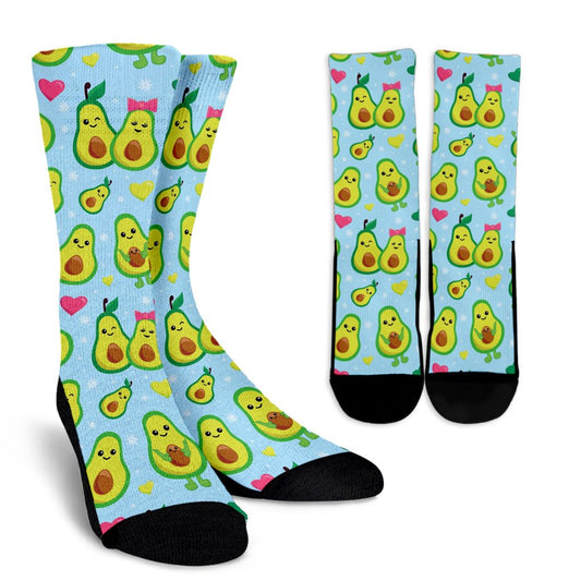 Avocado Pattern Print Design AC09 Crew Socks-JORJUNE.COM