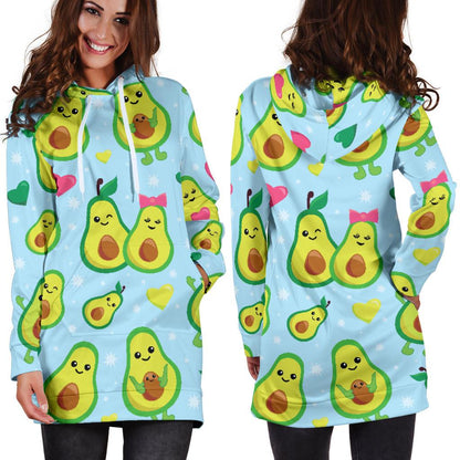 Avocado Pattern Print Design AC09 Women Hoodie Dress