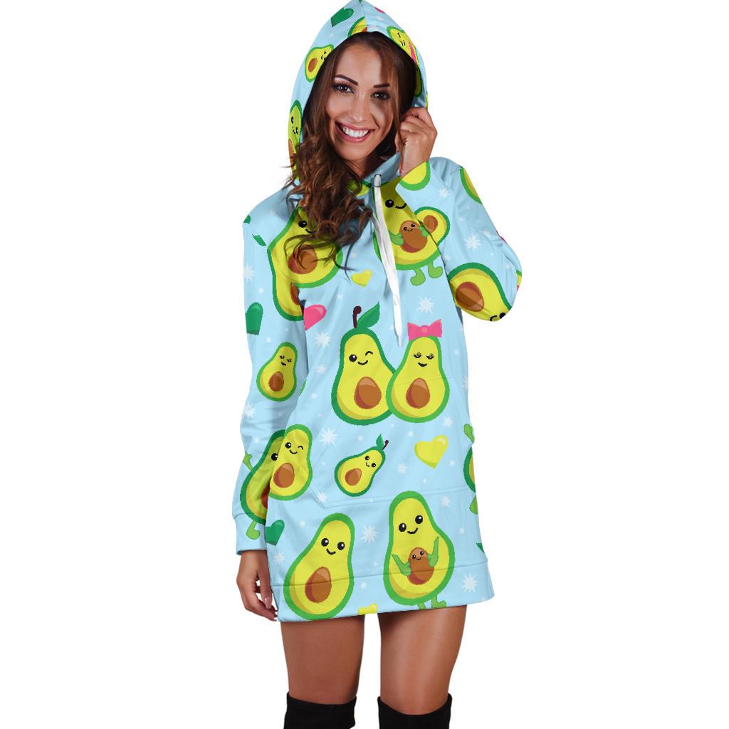Avocado Pattern Print Design AC09 Women Hoodie Dress
