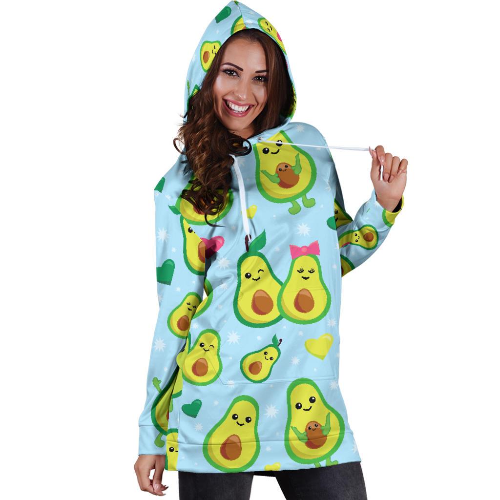 Avocado Pattern Print Design AC09 Women Hoodie Dress