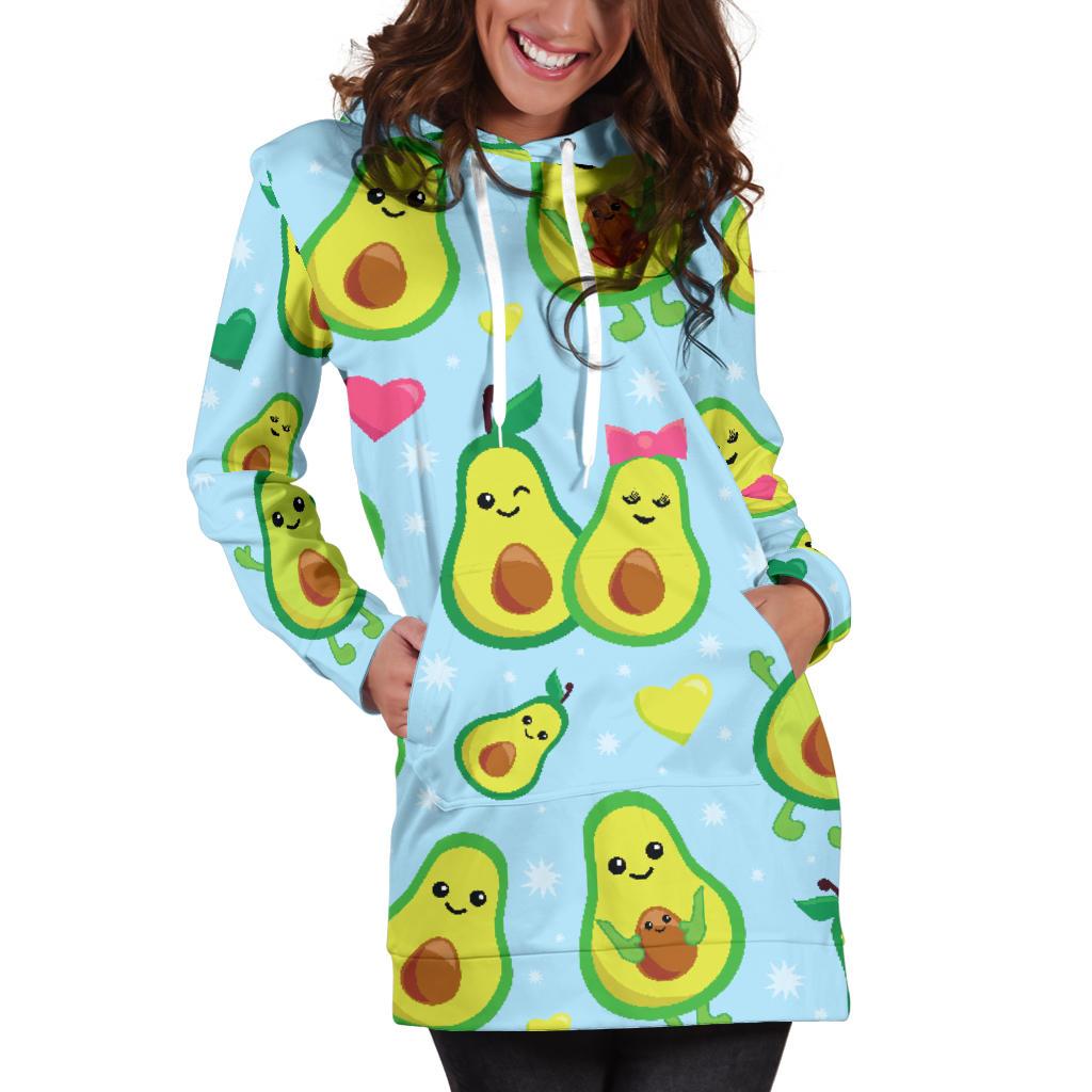 Avocado Pattern Print Design AC09 Women Hoodie Dress