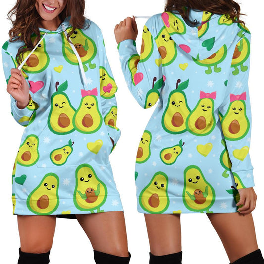 Avocado Pattern Print Design AC09 Women Hoodie Dress