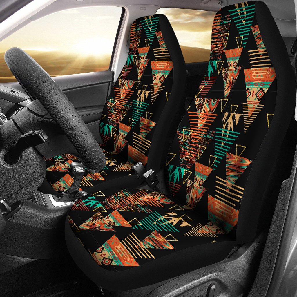 Neon Multicolor Ethic Aztec Grunge Print Car Seat Covers