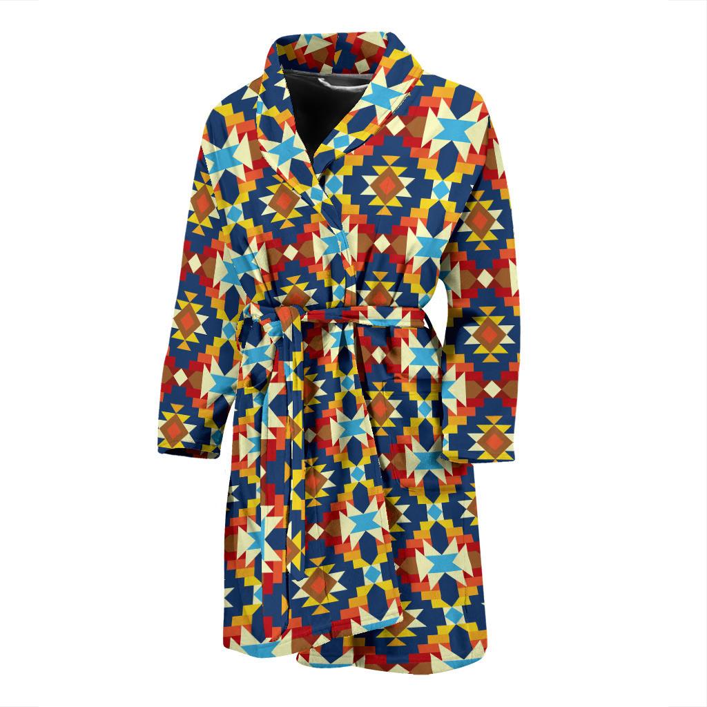 Aztec Pattern Print Design 01 Men Bathrobe-JORJUNE.COM