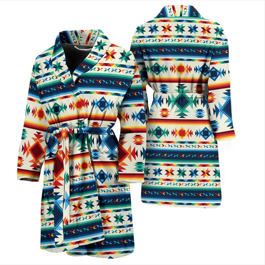 Aztec Pattern Print Design 02 Men Bathrobe-JORJUNE.COM