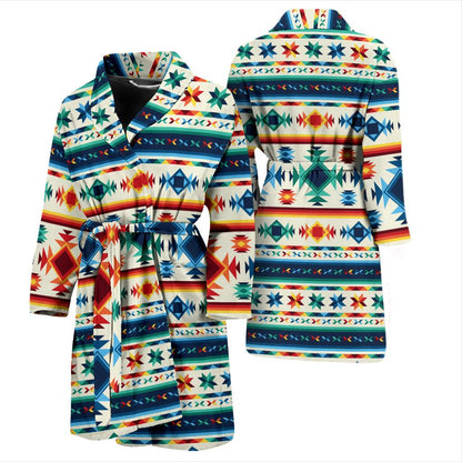 Aztec Pattern Print Design 02 Men Bathrobe-JORJUNE.COM