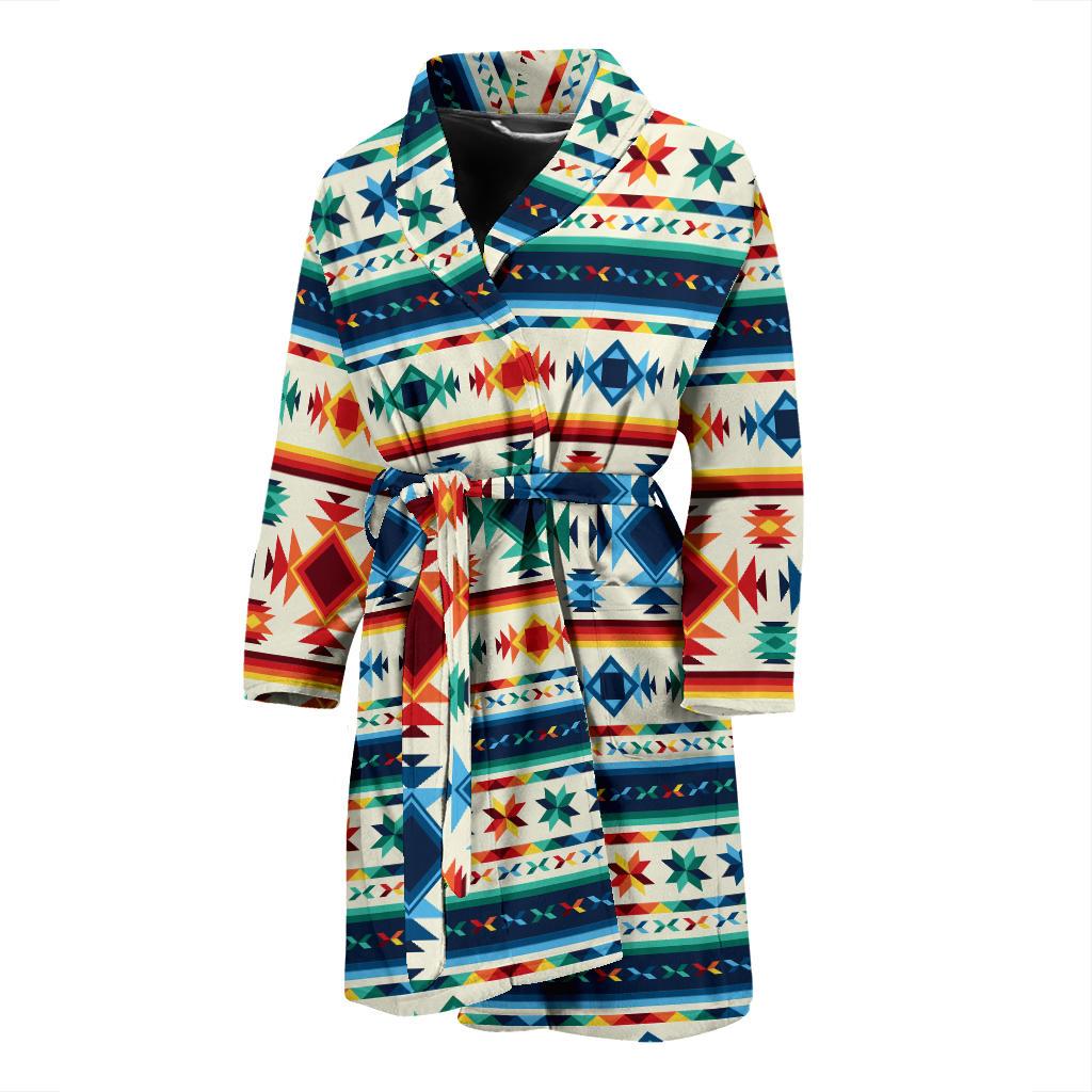 Aztec Pattern Print Design 02 Men Bathrobe-JORJUNE.COM