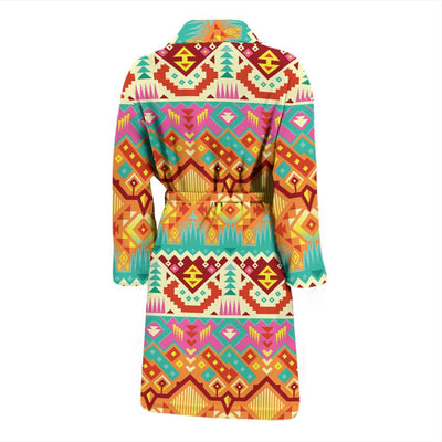 Aztec Pattern Print Design 03 Men Bathrobe-JORJUNE.COM