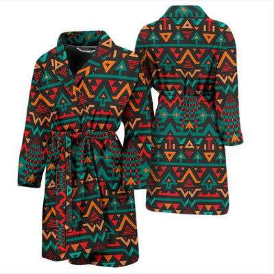 Aztec Pattern Print Design 04 Men Bathrobe-JORJUNE.COM