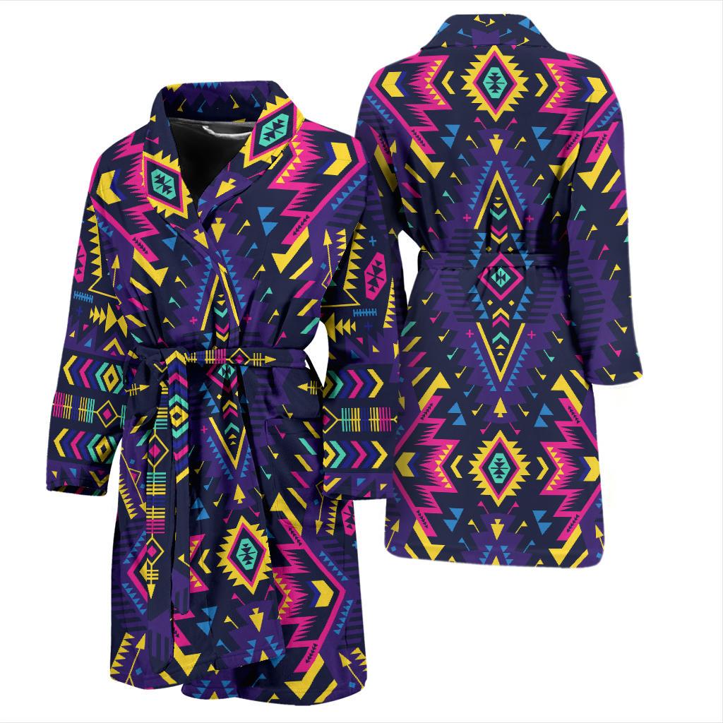 Aztec Pattern Print Design 07 Men Bathrobe-JORJUNE.COM