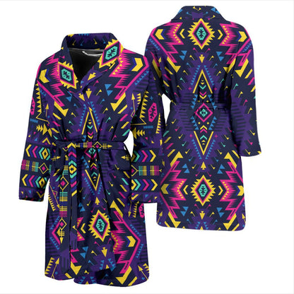 Aztec Pattern Print Design 07 Men Bathrobe-JORJUNE.COM