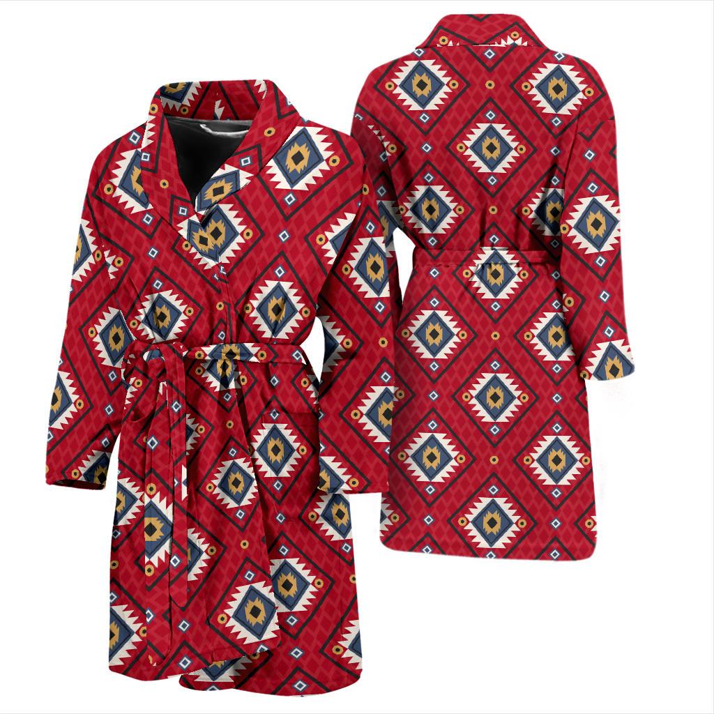 Aztec Pattern Print Design 10 Men Bathrobe-JORJUNE.COM