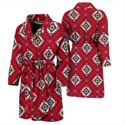 Aztec Pattern Print Design 10 Men Bathrobe-JORJUNE.COM