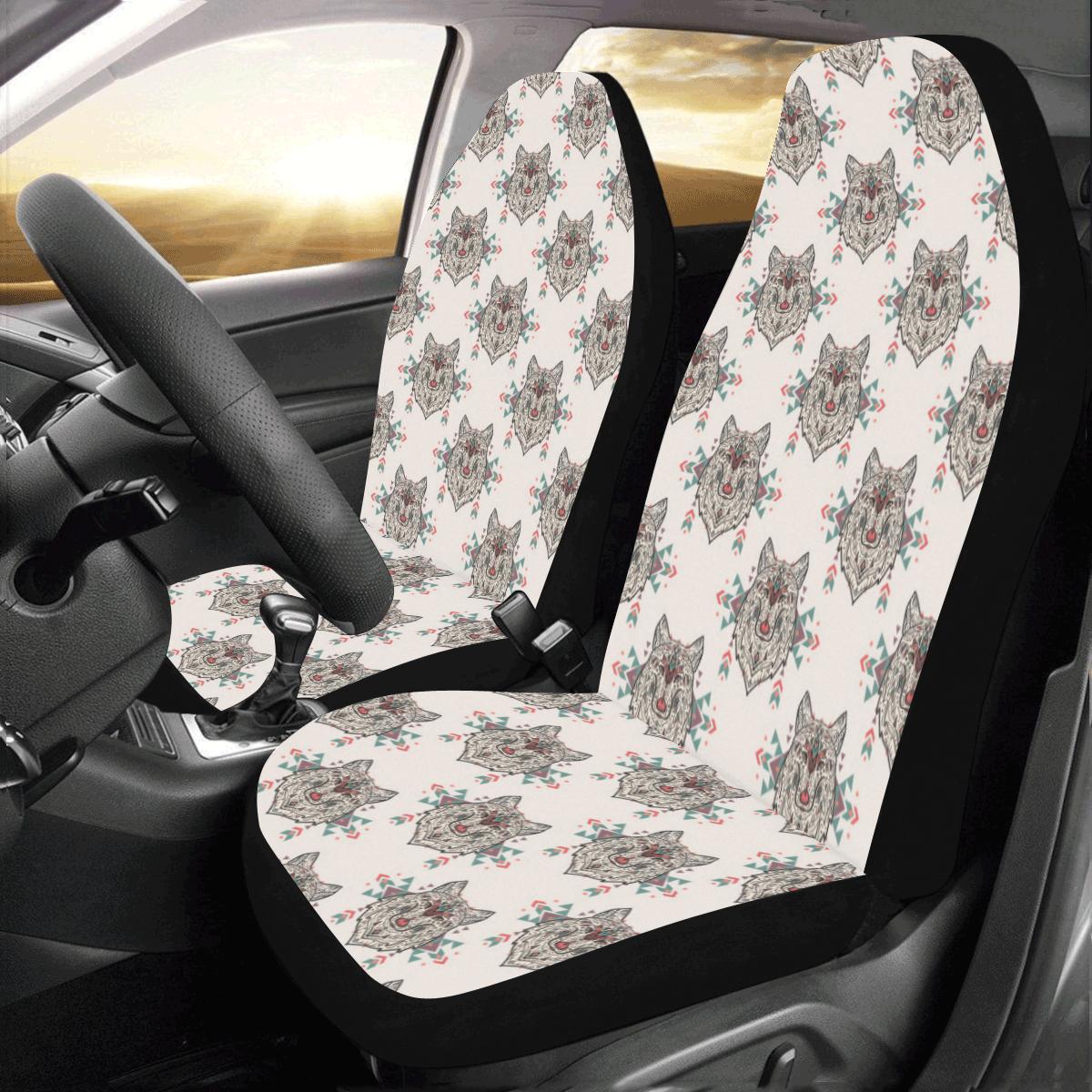 Aztec Wolf Pattern Print Design 01 Car Seat Covers (Set of 2)-JORJUNE.COM