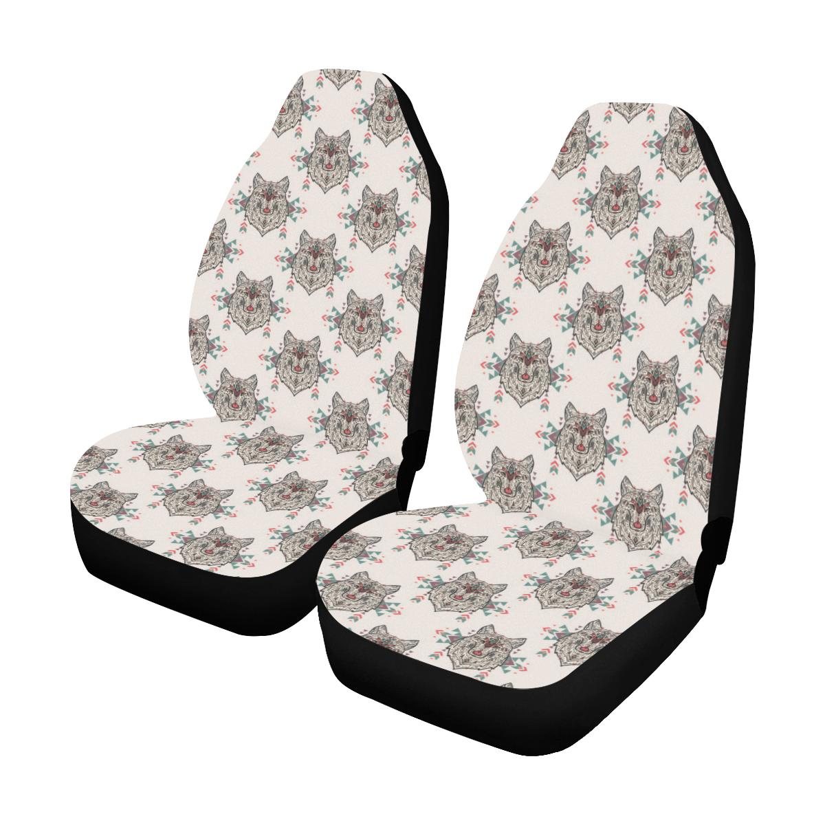 Aztec Wolf Pattern Print Design 01 Car Seat Covers (Set of 2)-JORJUNE.COM