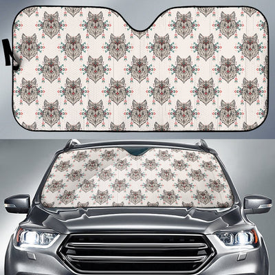 Aztec Wolf Pattern Print Design 01 Car Sun Shade-JORJUNE.COM