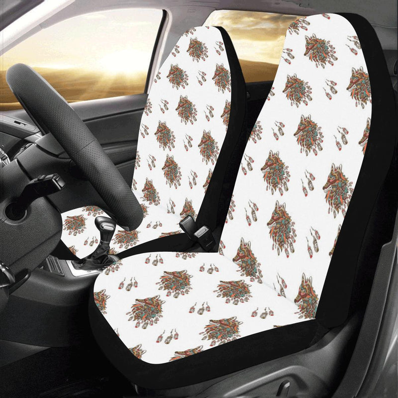 Aztec Wolf Pattern Print Design 02 Car Seat Covers (Set of 2)-JORJUNE.COM