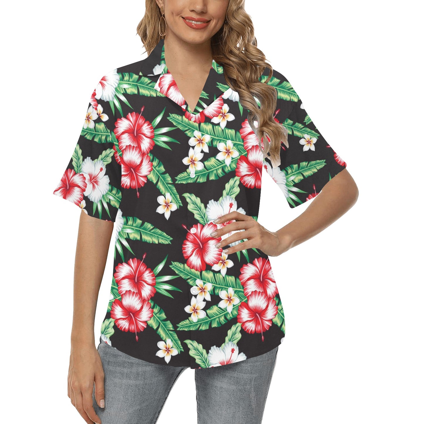Hawaiian flower tropical leaves Women's Hawaiian Shirt