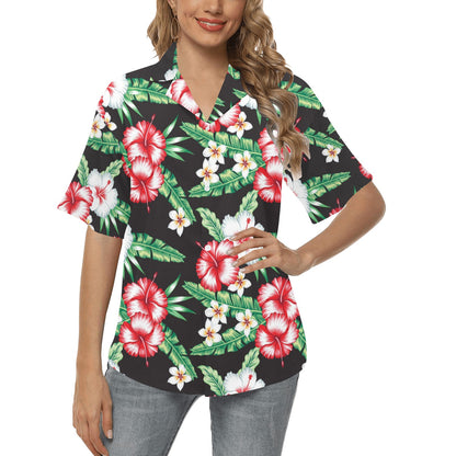 Hawaiian flower tropical leaves Women's Hawaiian Shirt