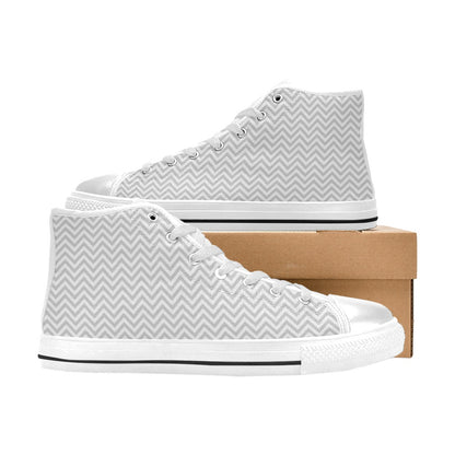 Chevron Print Design LKS401 High Top Women's White Shoes