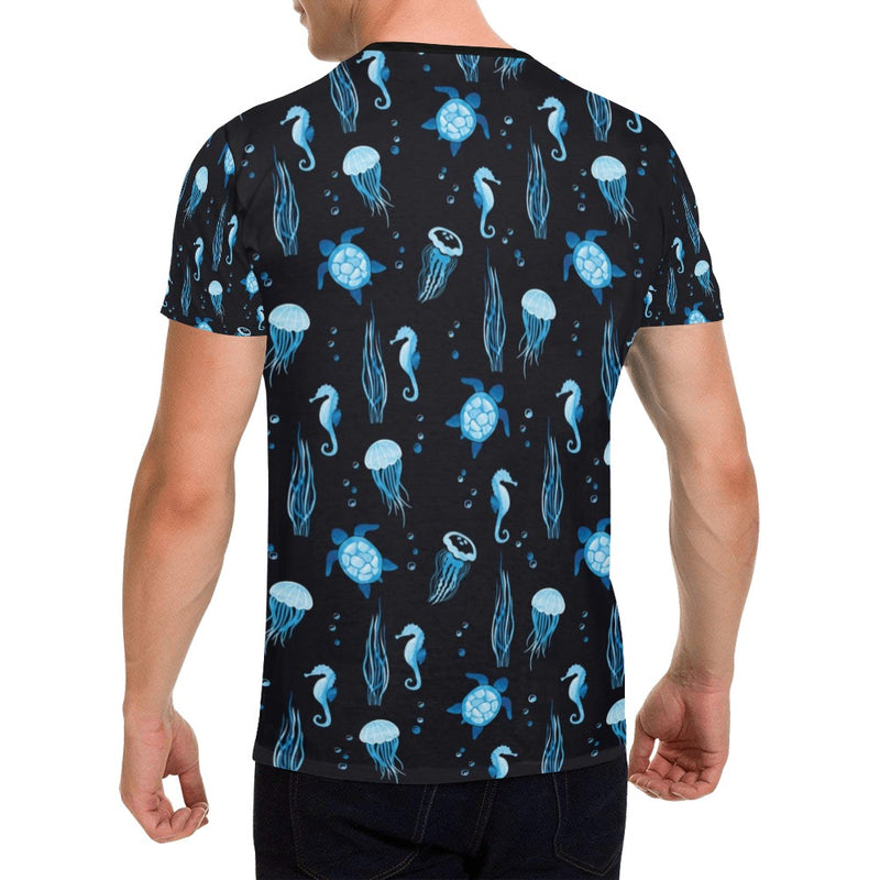 Sea Turtle Jelly Fish Sea Horse Print Design LKS3014 Men's All Over Print T-shirt