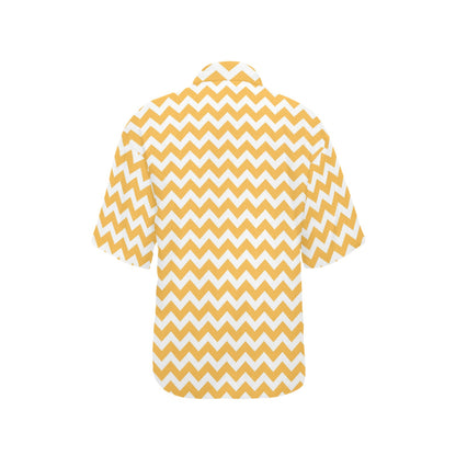 Chevron Orange Pattern Print Design 01 Women's Hawaiian Shirt
