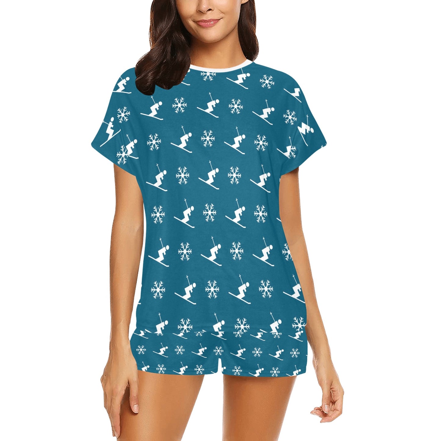 Ski Print Design LKS301 Women's Short Pajama Set