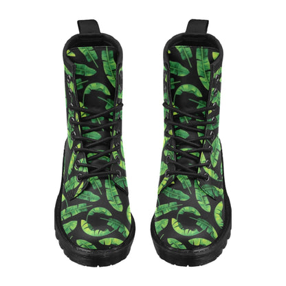 Banana Leaf Pattern Print Design BL02 Women's Boots