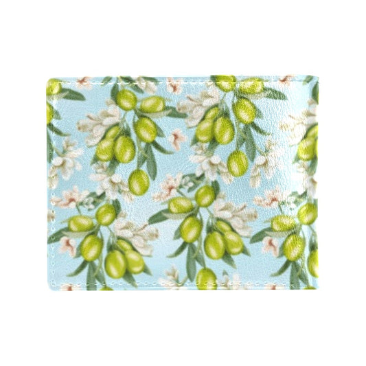 Elegant Olive Floral Print Men's ID Card Wallet