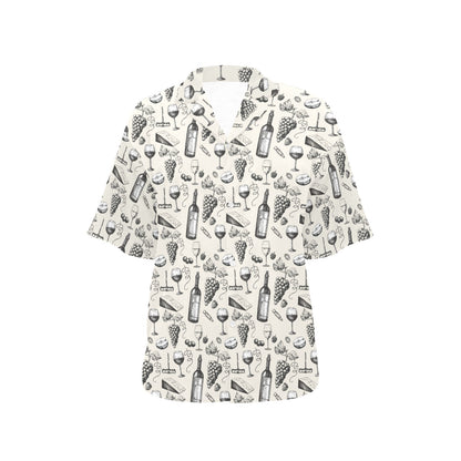 Wine Themed Print Design LKS306 Women's Hawaiian Shirt