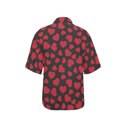 Heart Red Pattern Print Design HE01 Women's Hawaiian Shirt