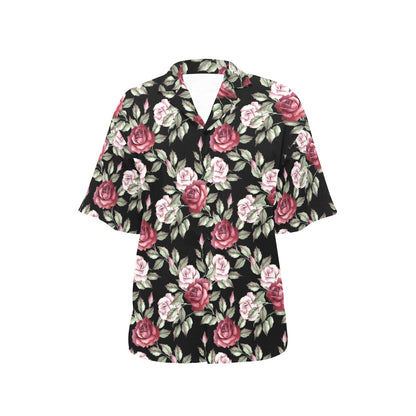Rose Red Pink Pattern Print Design RO03 Women's Hawaiian Shirt