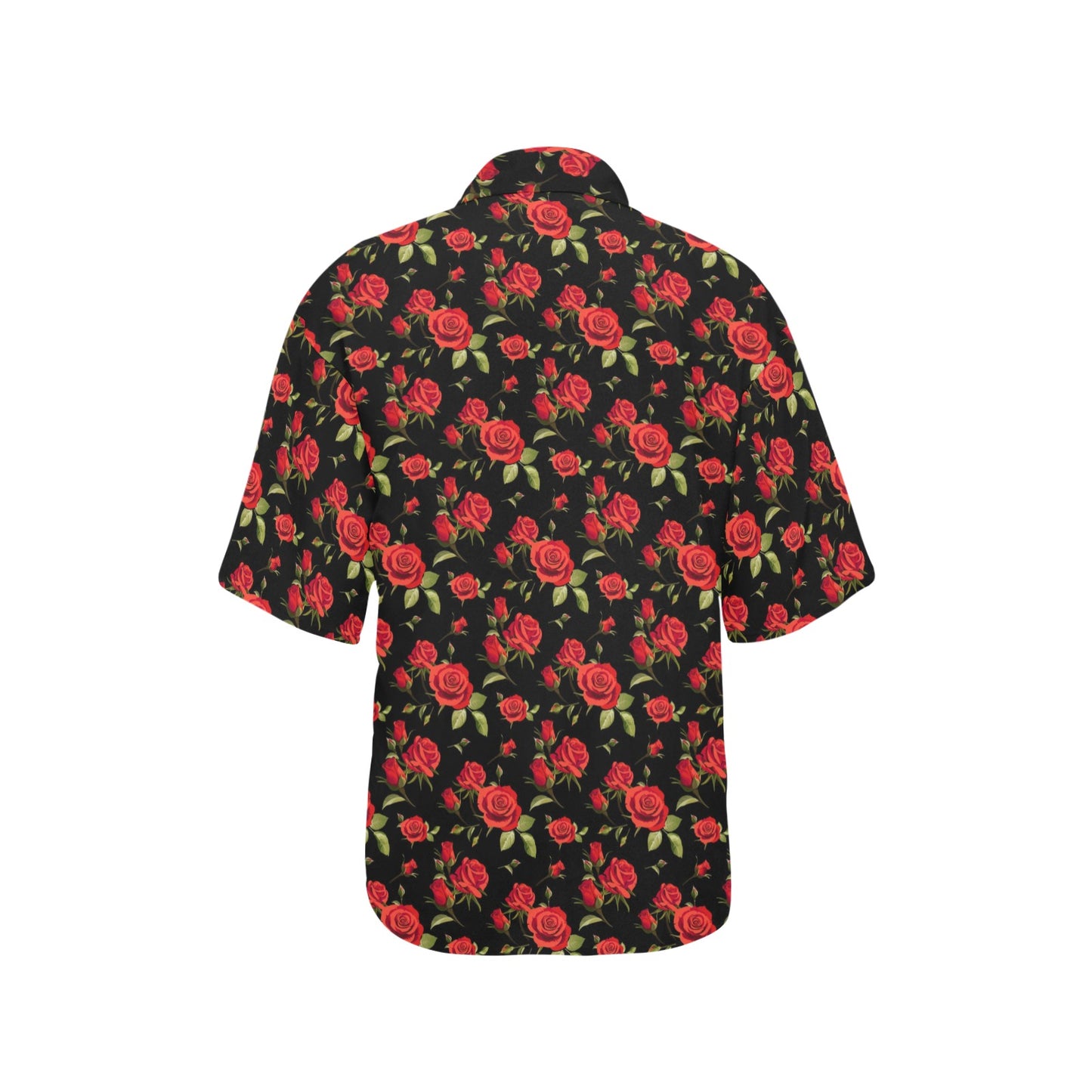 Red Rose Themed Print Women's Hawaiian Shirt