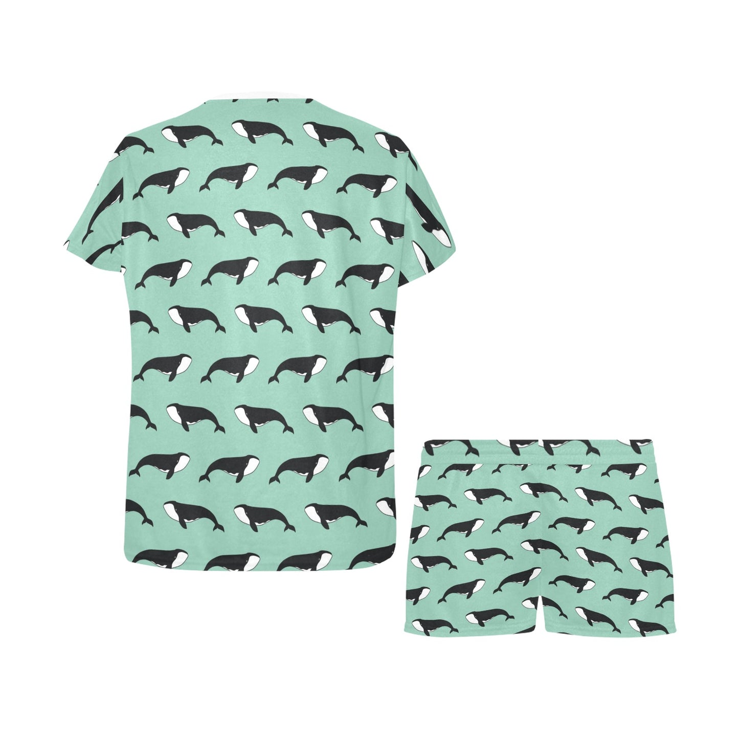 Whale Print Design LKS307 Women's Short Pajama Set