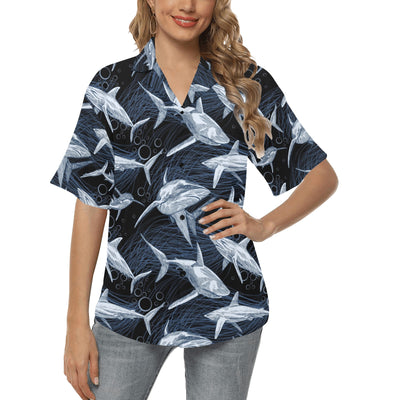 Shark Print Pattern Women's Hawaiian Shirt