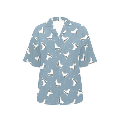 Ice Skate Pattern Print Design 02 Women's Hawaiian Shirt