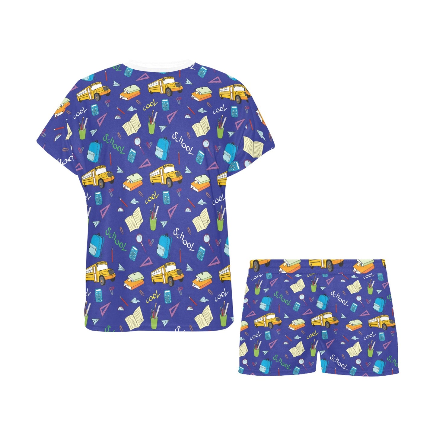 School Bus Print Design LKS307 Women's Short Pajama Set