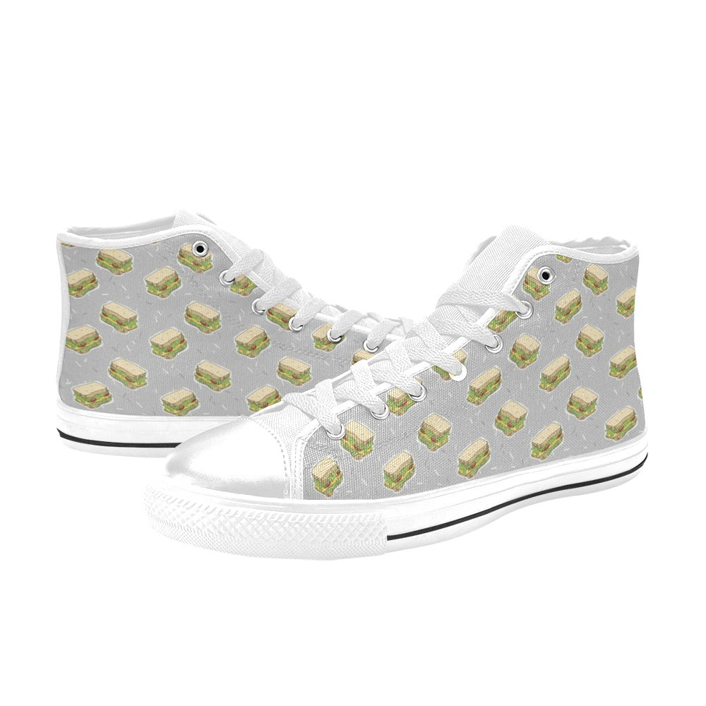 Sandwich Print Design LKS304 High Top Women's White Shoes