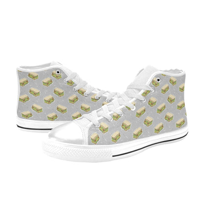 Sandwich Print Design LKS304 High Top Women's White Shoes
