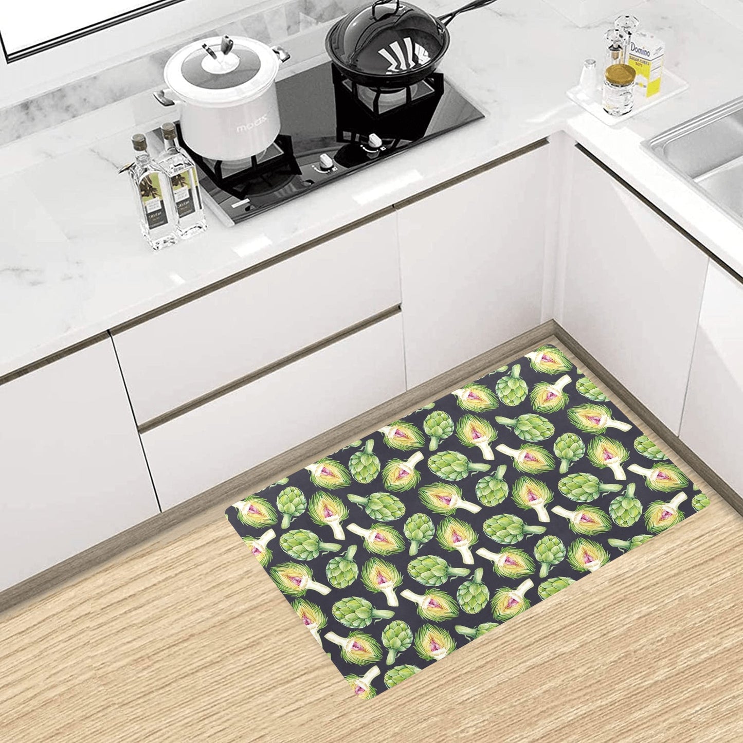 Artichoke Pattern Print Design 01 Kitchen Mat