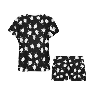 Sea Turtle Print Design LKS303 Women's Short Pajama Set