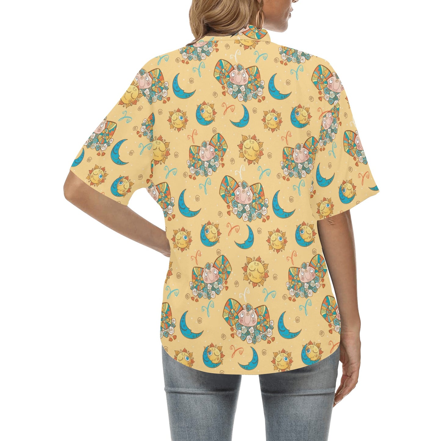 Aries Zodiac Pattern Print Design 03 Women's Hawaiian Shirt