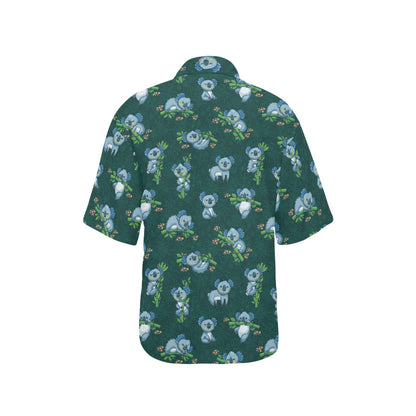 Koala Blue Design Print Women's Hawaiian Shirt