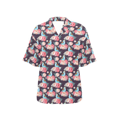 Bluebird Pattern Print Design 02 Women's Hawaiian Shirt