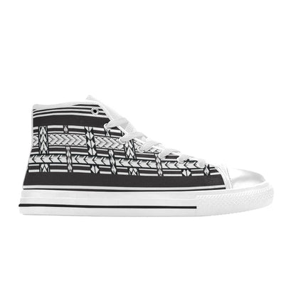 Samoan Tattoo Print Design LKS304 High Top Women's White Shoes