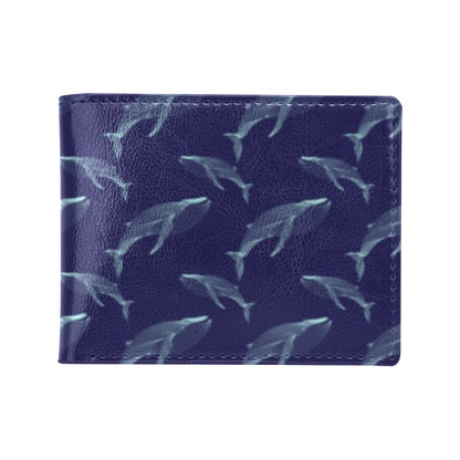 Blue Whale Print Design LKS402 Men's ID Card Wallet