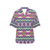 Aztec Pink Geometric Print Pattern Women's Hawaiian Shirt