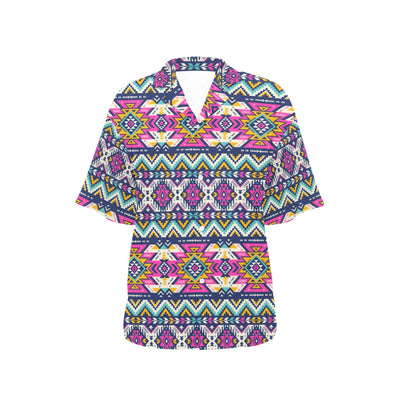 Aztec Pink Geometric Print Pattern Women's Hawaiian Shirt