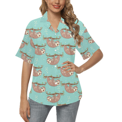 Sloth Print Design LKS302 Women's Hawaiian Shirt