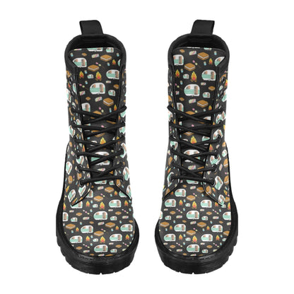 Camper marshmallow Camping Design Print Women's Boots